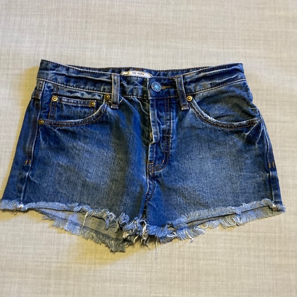 Free People Pants - Free people size 25 button waist, distress jeans shorts